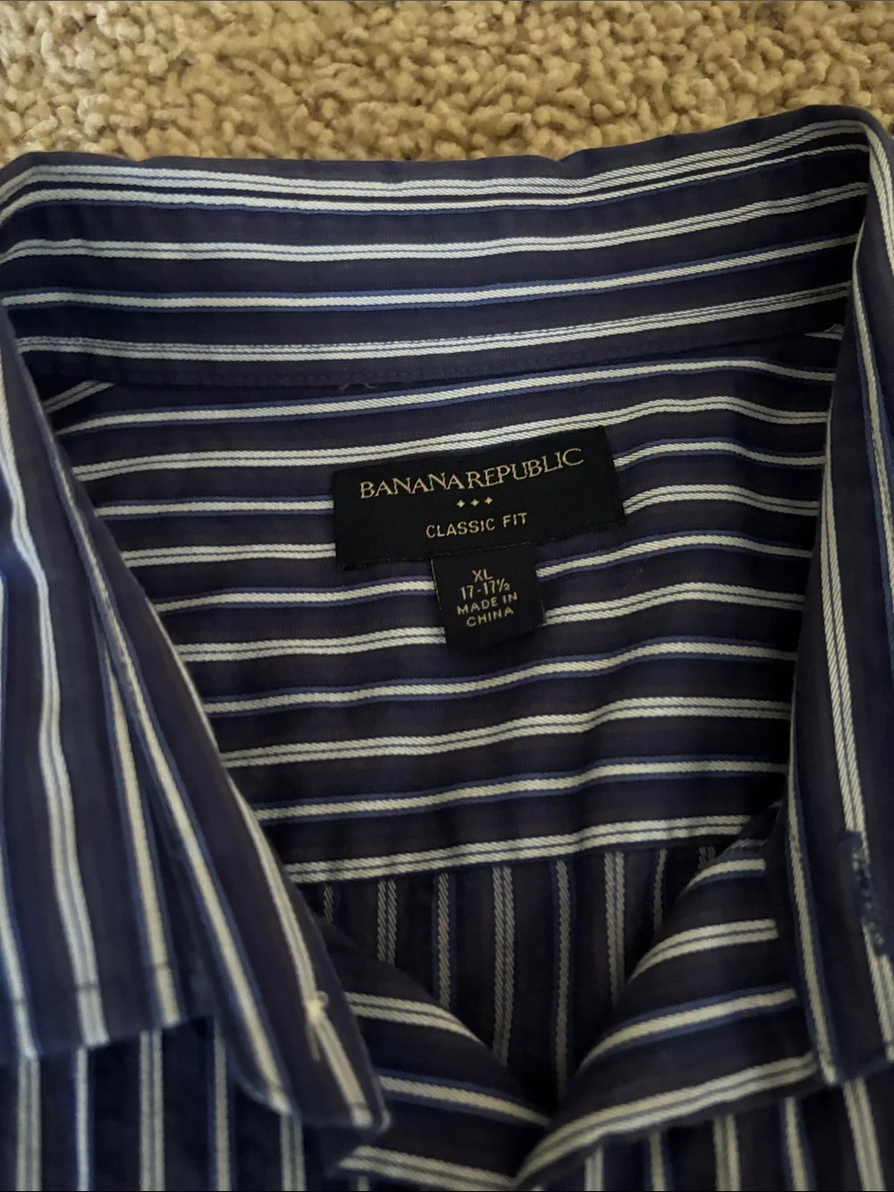 Banana  Republic Navy Blue Striped Button-Up Shirt
